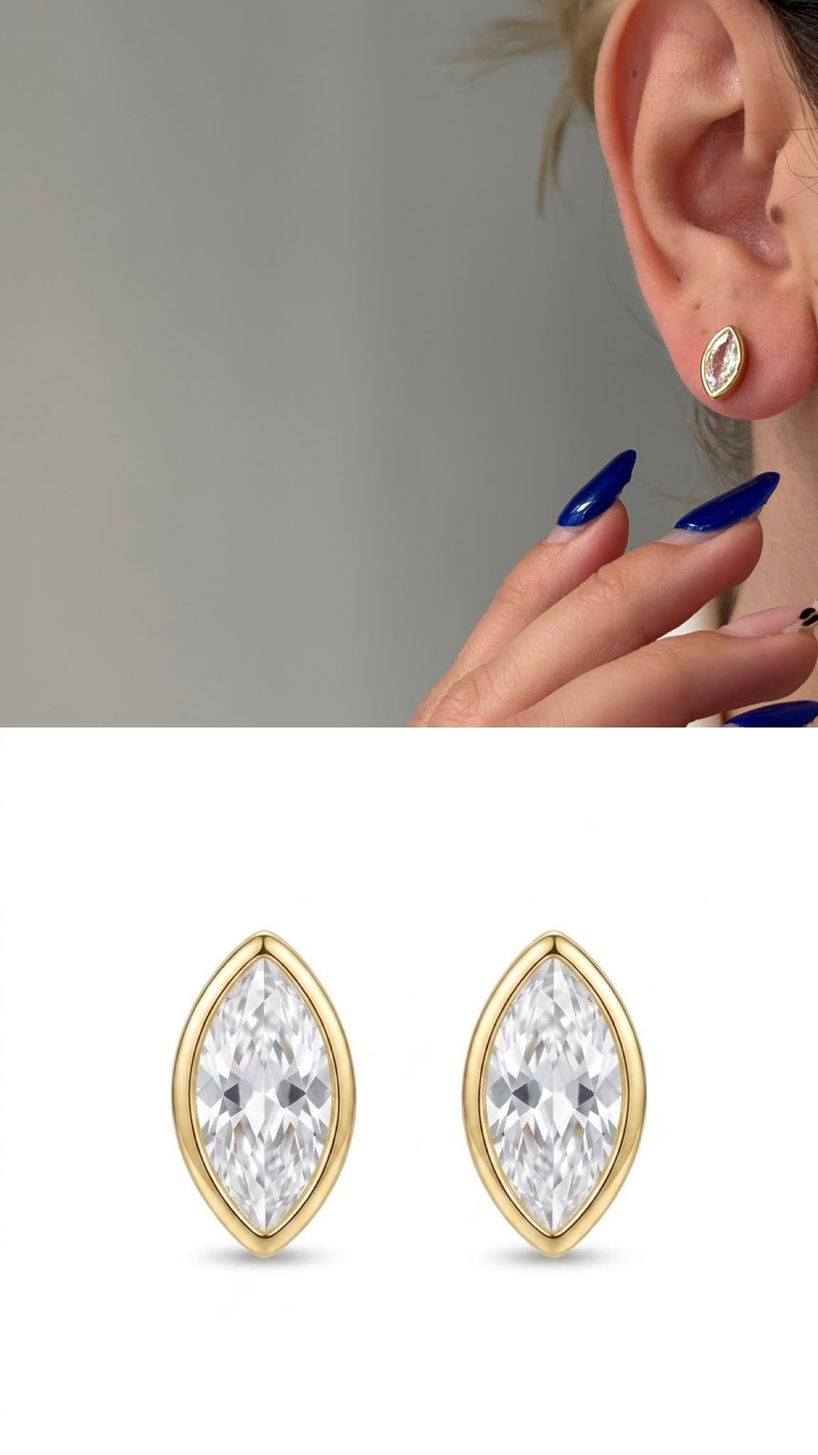 Gold Oval Cut Cz Solitaire Huggie Earrings wholesale jewelry VIP 14K EARRINGS  Catwalk Jewellery Europe
