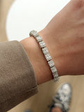 Silver Emerald Cut Cz Halo Rectangular Link Bracelet wholesale jewelry BRACELETS  Catwalk Jewellery Europe