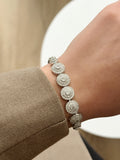 Silver Cz Pave Round Disc Halo Link Bracelet wholesale jewelry BRACELETS  Catwalk Jewellery Europe