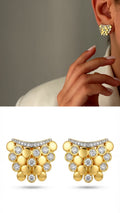 Gold Cz Pave Beaded Honeycomb Stud Earrings wholesale jewelry VIP 14K EARRINGS  Catwalk Jewellery Europe