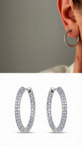 Silver Cz Pave Classic Slim Hoop Earrings wholesale jewelry VIP 14K EARRINGS  Catwalk Jewellery Europe