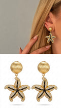 Gold Sculptural Starfish Motif Cz Pave Dangle Statement Earrings wholesale jewelry VIP 14K EARRINGS  Catwalk Jewellery Europe
