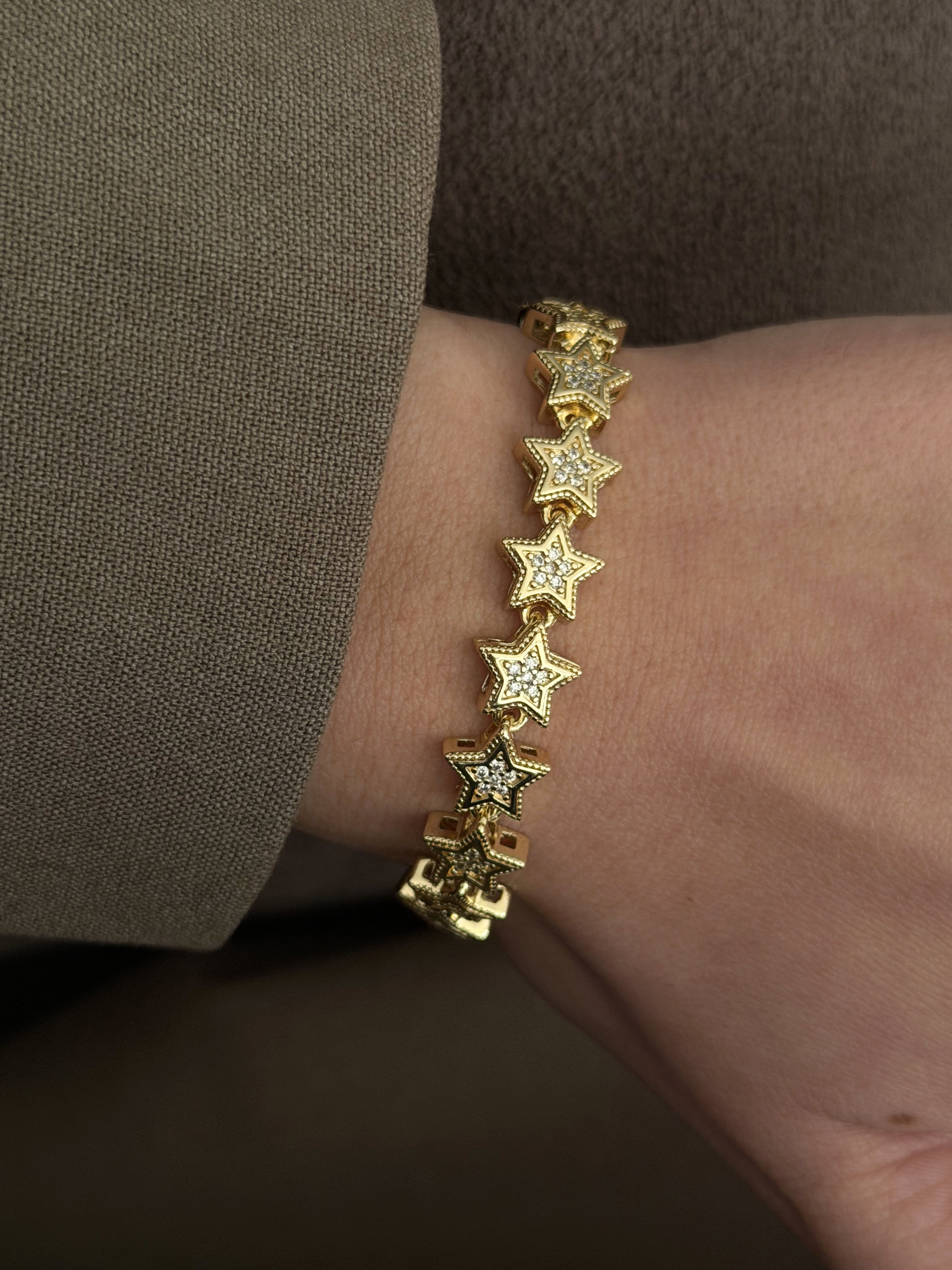 Gold Cz Pave Star Link Tennis Bracelet wholesale jewelry BRACELETS  Catwalk Jewellery Europe