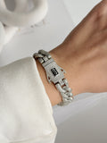 Silver Iced Out Cz Pave Chunky Curb Chain Bracelet With S Logo Clasp wholesale jewelry BRACELETS  Catwalk Jewellery Europe