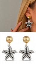 Two Tone Sculptural Starfish Motif Cz Pave Dangle Statement Earrings wholesale jewelry VIP 14K EARRINGS  Catwalk Jewellery Europe