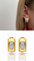 Gold Wide Chunky Revival Hoops Marquise Cz Pave Center Late Summer Statement Earrings wholesale jewelry VIP 14K EARRINGS  Catwalk Jewellery Europe