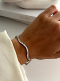 Silver Baguette Cz Pave Wavy Curved Tennis Bracelet wholesale jewelry BRACELETS  Catwalk Jewellery Europe