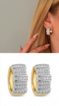 Two Tone Chunky Power Dressing Hoops Ribbed Cz Pave Curated Maximalism Statement Earrings wholesale jewelry VIP 14K EARRINGS  Catwalk Jewellery Europe