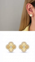 Gold Cz Pave Sunburst Clover Stud Earrings wholesale jewelry VIP 14K EARRINGS  Catwalk Jewellery Europe