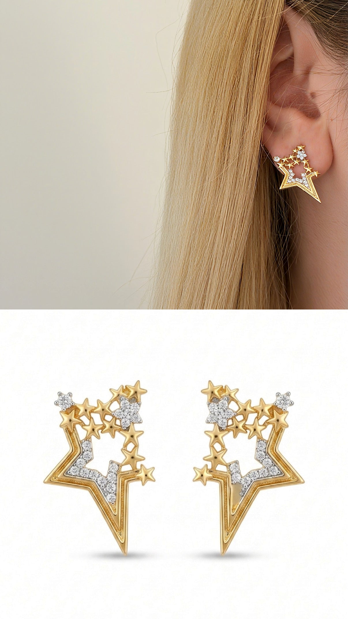 Gold Cz Pave Conical Spike Stud Earrings V2 wholesale jewelry VIP 14K EARRINGS  Catwalk Jewellery Europe