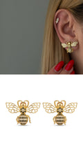 Gold Black Cz Pave Cutout Bee Stud Earrings wholesale jewelry VIP 14K EARRINGS  Catwalk Jewellery Europe