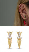 Gold Cz Pave Multi Strand Chain Dangle Earrings V2 wholesale jewelry VIP 14K EARRINGS  Catwalk Jewellery Europe