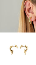 Gold Smooth Curved Horn Front To Back Earrings wholesale jewelry VIP 14K EARRINGS  Catwalk Jewellery Europe