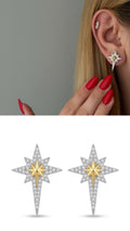 Two Tone Cz Pave Elongated Starburst Stud Earrings wholesale jewelry VIP 14K EARRINGS  Catwalk Jewellery Europe