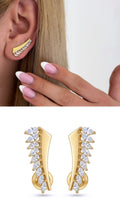 Gold Cz Pave Marquise Cut Curved Ear Climber Earrings wholesale jewelry VIP 14K EARRINGS  Catwalk Jewellery Europe