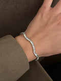 Silver Baguette Cz Pave Wavy Curved Tennis Bracelet wholesale jewelry BRACELETS  Catwalk Jewellery Europe