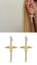 Gold Cz Winged Sword Drop Earrings wholesale jewelry VIP 14K EARRINGS  Catwalk Jewellery Europe