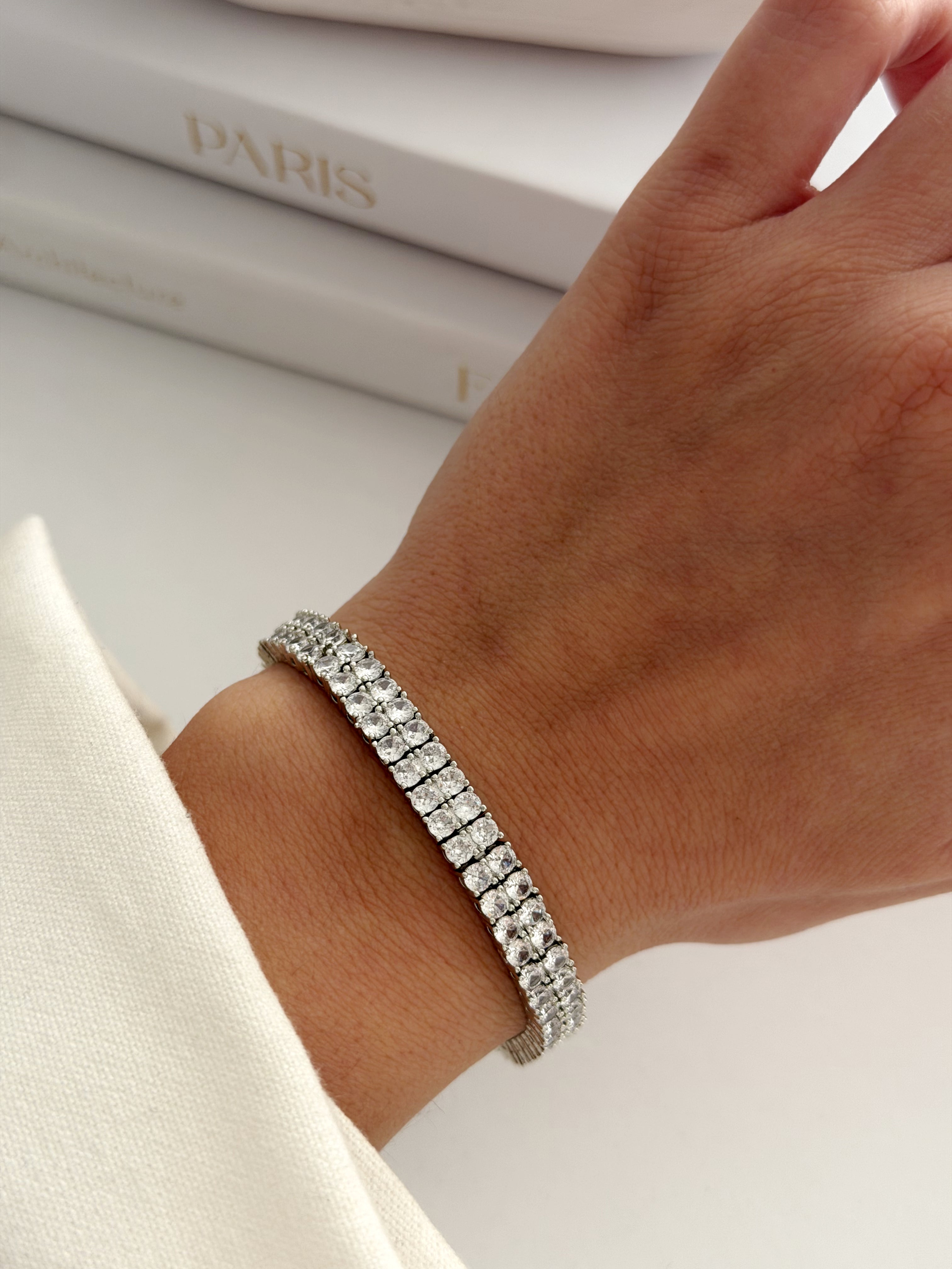 Silver Double Row Round Cz Tennis Bracelet wholesale jewelry BRACELETS  Catwalk Jewellery Europe