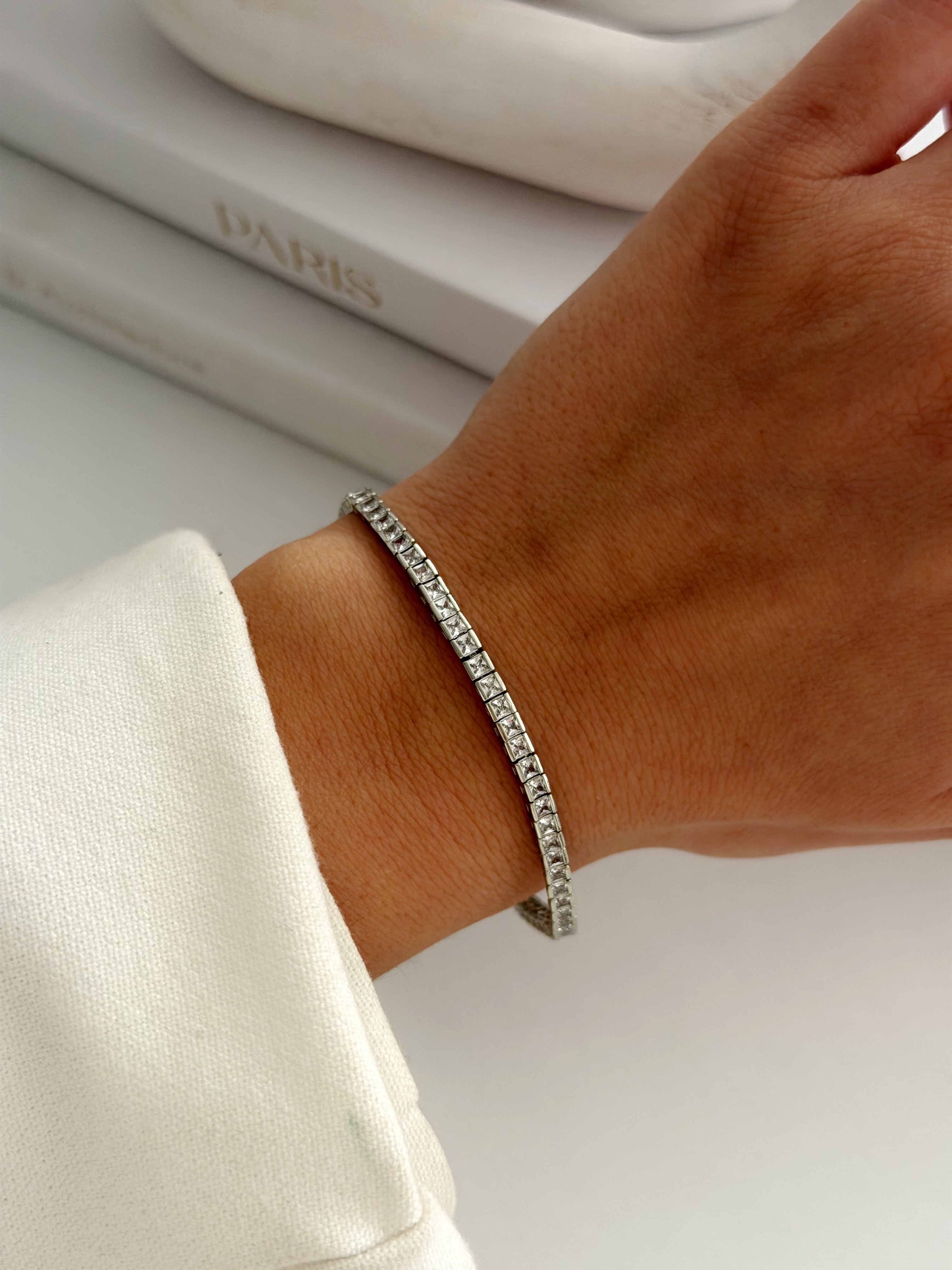 Silver Princess Cut Cz Tennis Bracelet wholesale jewelry BRACELETS  Catwalk Jewellery Europe