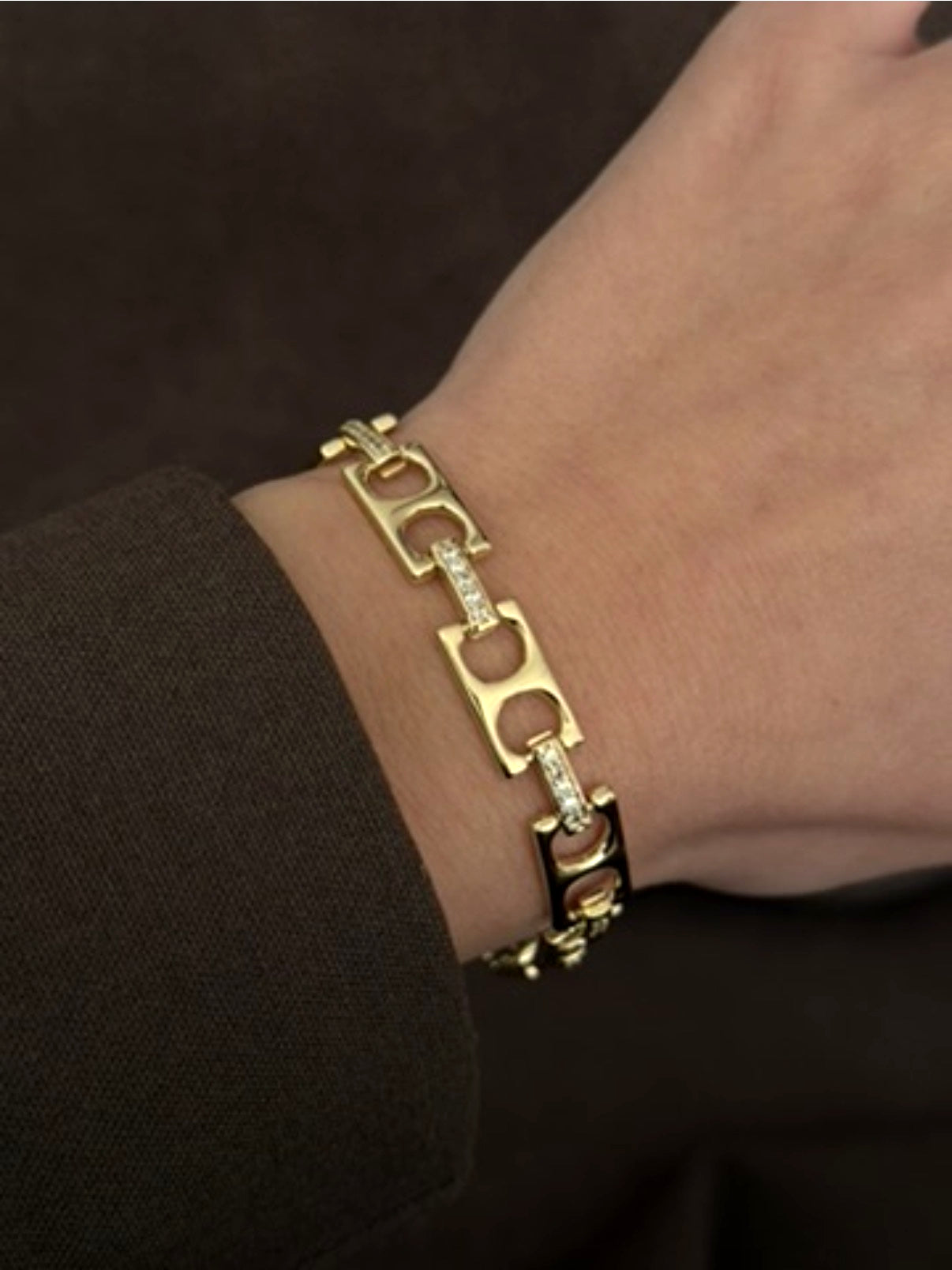 Gold Cz Pave Accent Interlocking D Link Bracelet wholesale jewelry BRACELETS  Catwalk Jewellery Europe