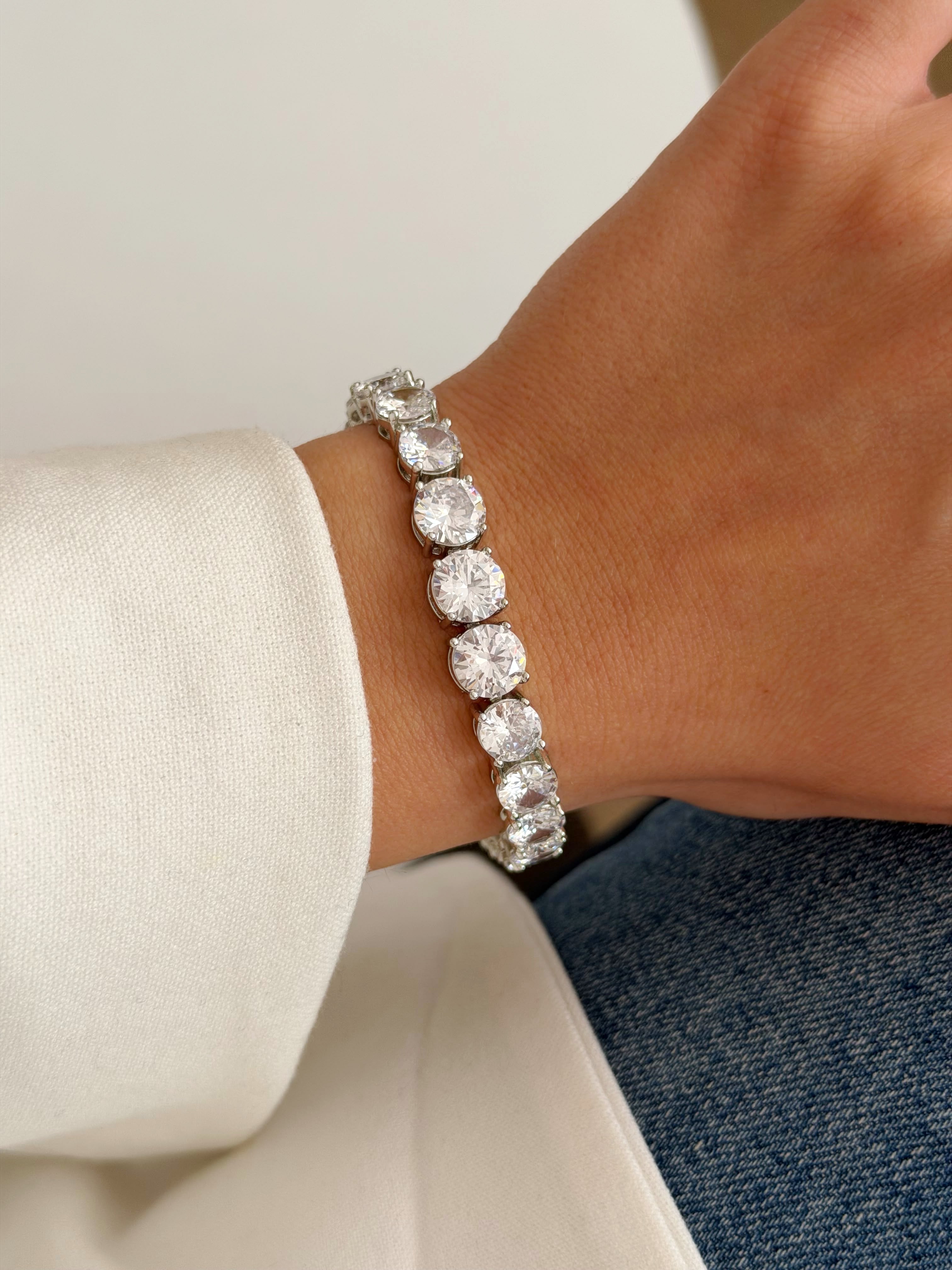Silver Large Round Cut Cz Tennis Bracelet wholesale jewelry BRACELETS  Catwalk Jewellery Europe