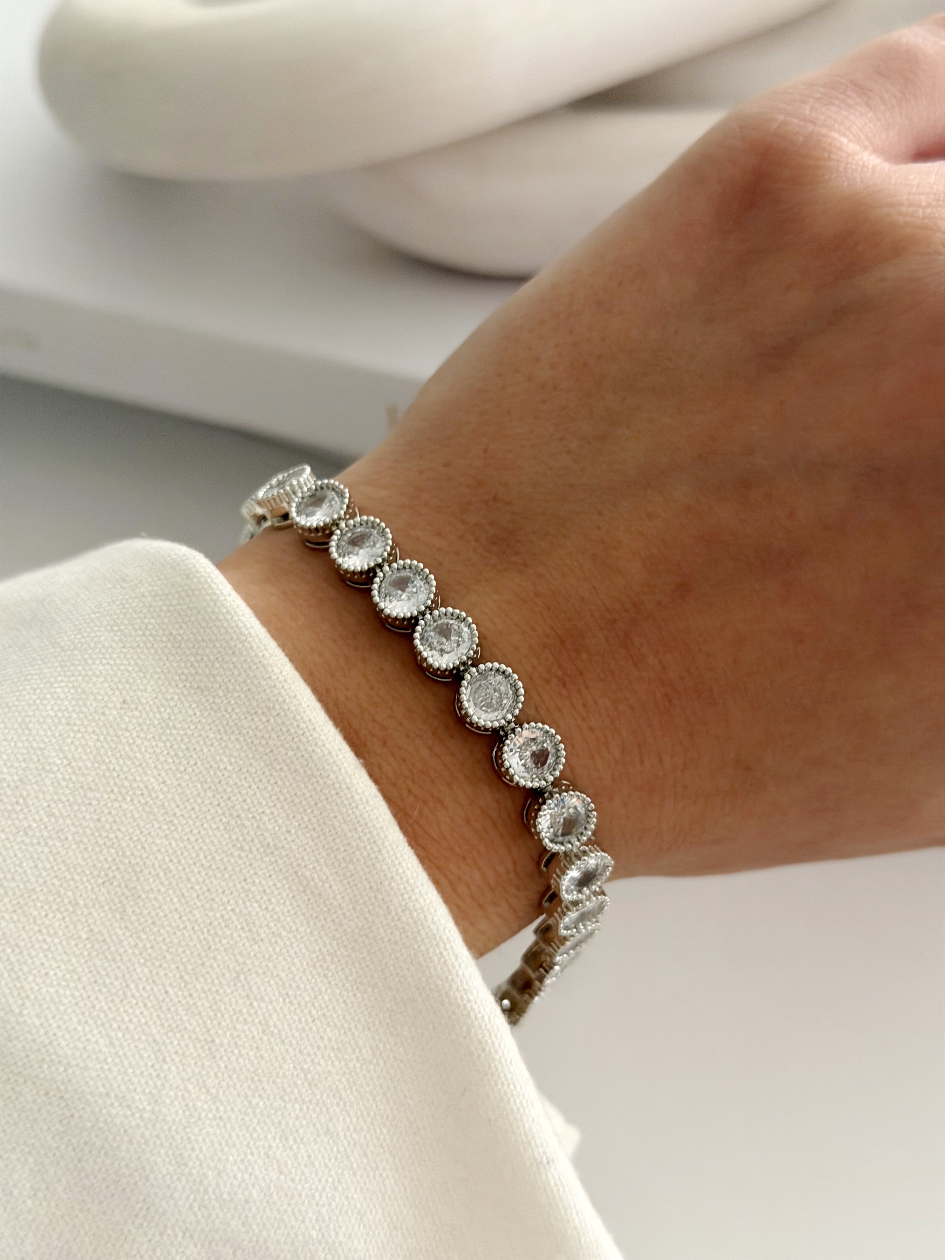 Silver Round Cut Cz Milgrain Bezel Tennis Bracelet wholesale jewelry BRACELETS  Catwalk Jewellery Europe