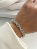 Silver Emerald Cut Cz Halo Rectangular Link Bracelet wholesale jewelry BRACELETS  Catwalk Jewellery Europe