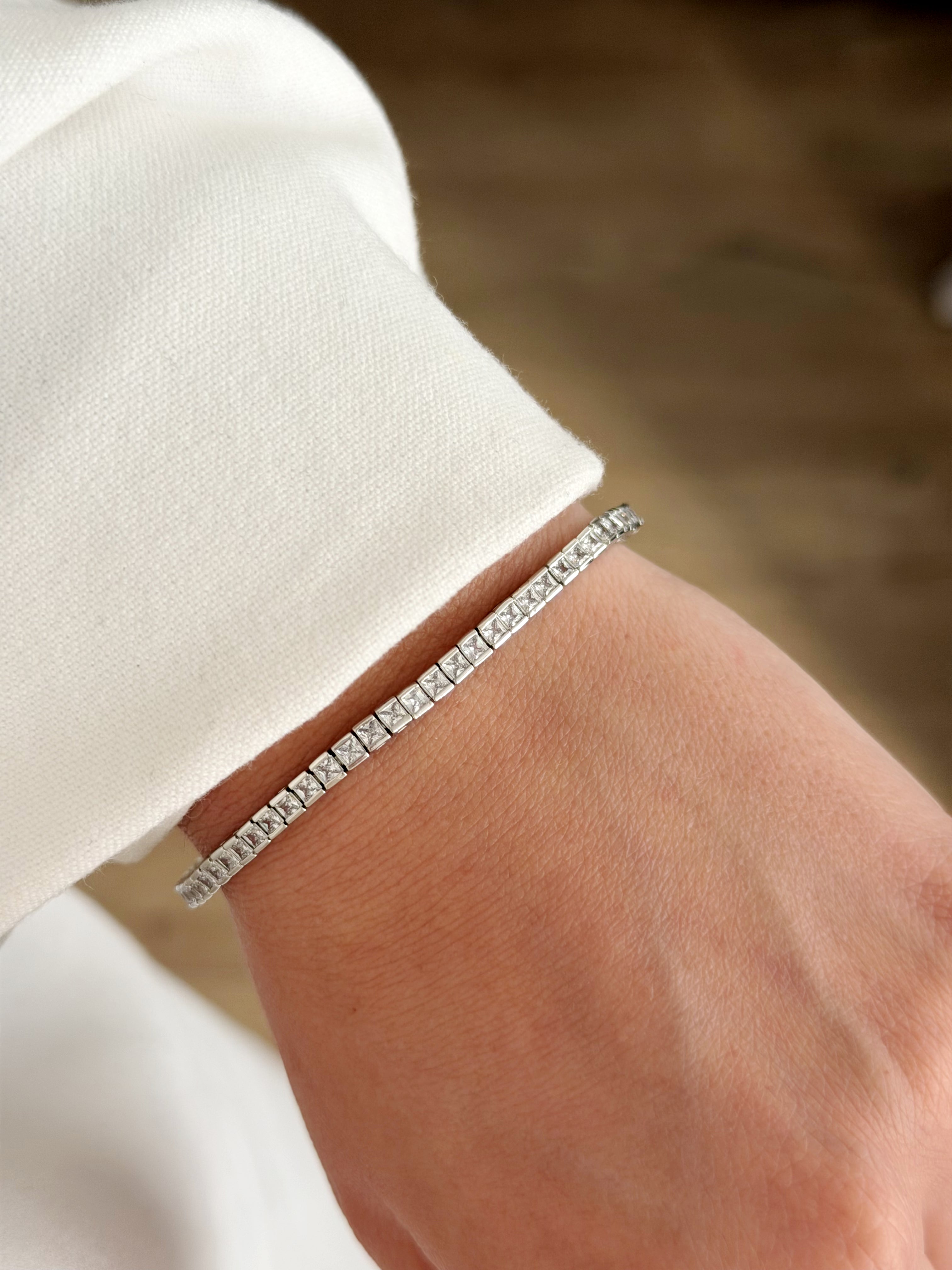 Silver Princess Cut Cz Delicate Tennis Bracelet wholesale jewelry BRACELETS  Catwalk Jewellery Europe
