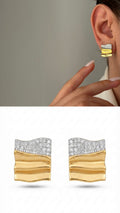 Two Tone Cz Pave Wavy Rectangular Stud Earrings wholesale jewelry VIP 14K EARRINGS  Catwalk Jewellery Europe