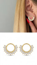 Gold Baguette Cz Fringe Semi Circle Stud Earrings wholesale jewelry VIP 14K EARRINGS  Catwalk Jewellery Europe