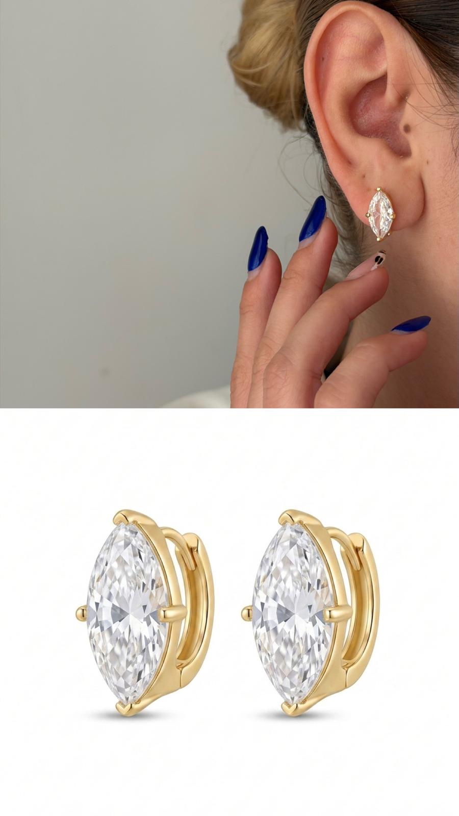 Gold Round Cz Solitaire Huggie Earrings wholesale jewelry VIP 14K EARRINGS  Catwalk Jewellery Europe