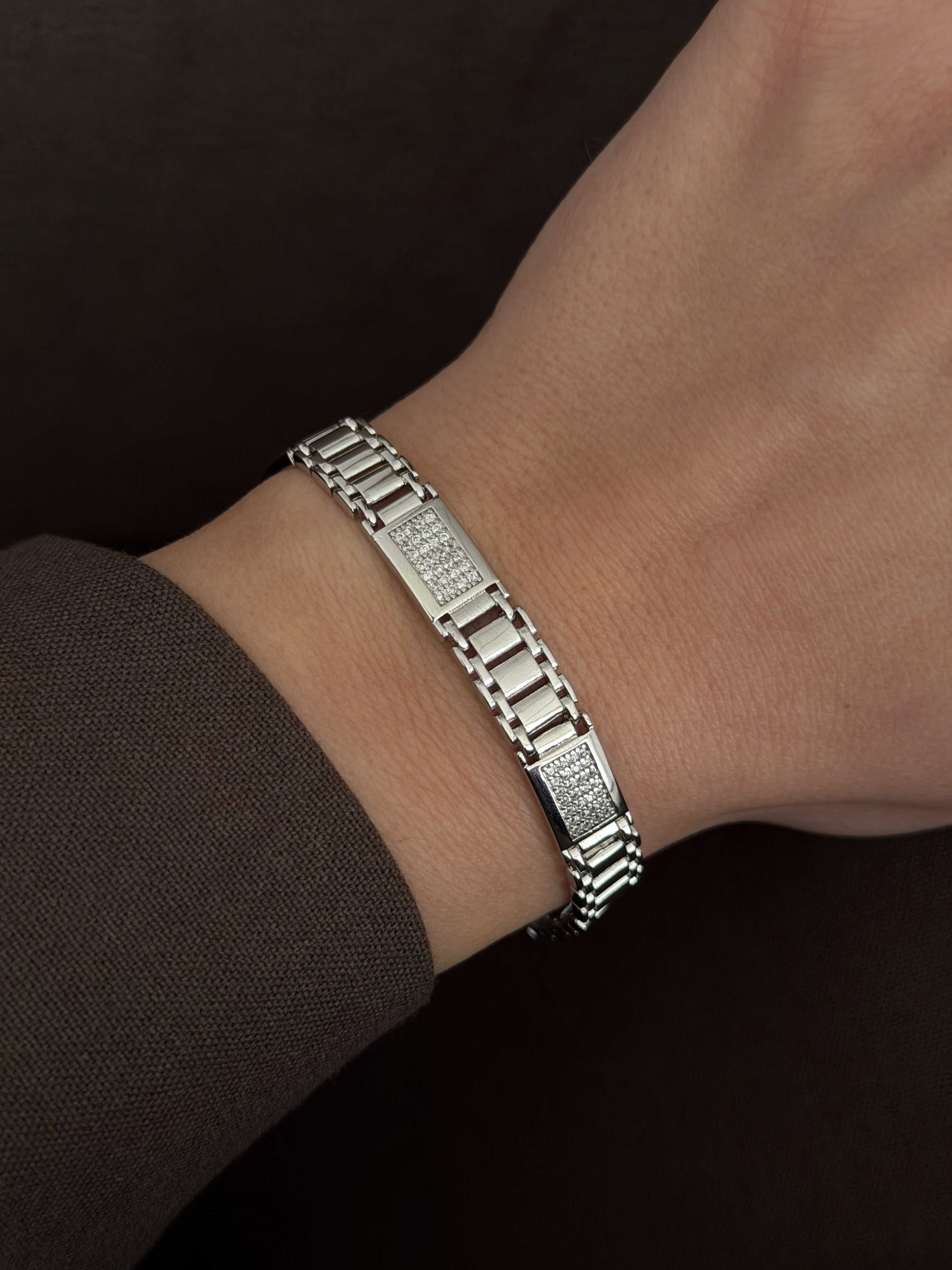 Silver Cz Pave Watch Band Link Bracelet wholesale jewelry BRACELETS  Catwalk Jewellery Europe