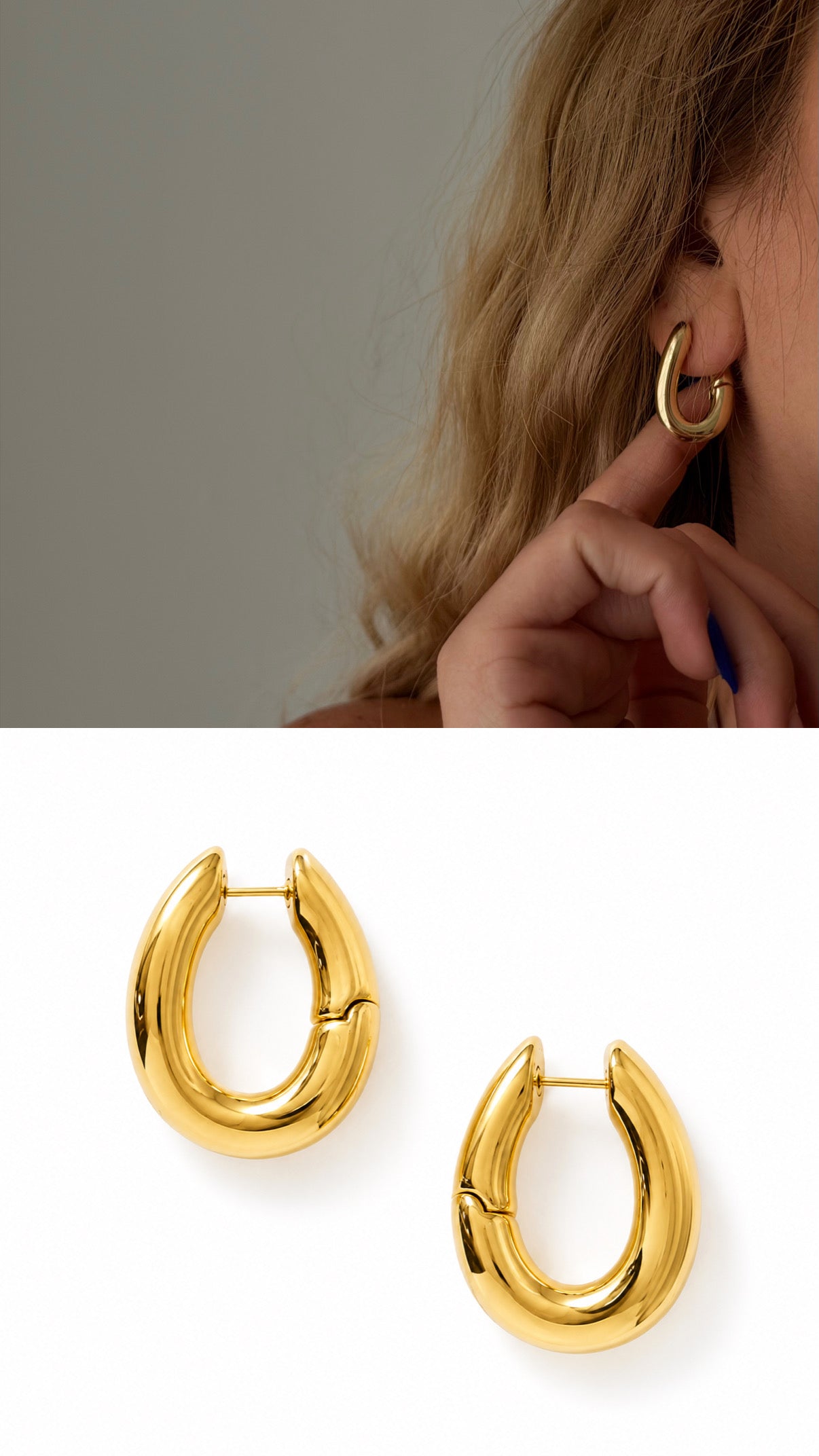 Gold Smooth Thick Teardrop Huggie Hoop Earrings wholesale jewelry VIP 14K EARRINGS  Catwalk Jewellery Europe