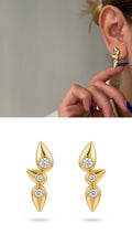 Gold Bezel Cz Geometric Teardrop Ear Climber Earrings wholesale jewelry VIP 14K EARRINGS  Catwalk Jewellery Europe