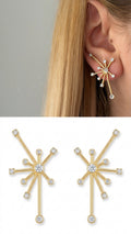 Gold Cz Pave Geometric Hexagon Link Drop Earrings V2 wholesale jewelry VIP 14K EARRINGS  Catwalk Jewellery Europe