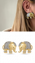 Gold Sculptural Elephant Motif Cz Pave Statement Stud Earrings wholesale jewelry VIP 14K EARRINGS  Catwalk Jewellery Europe