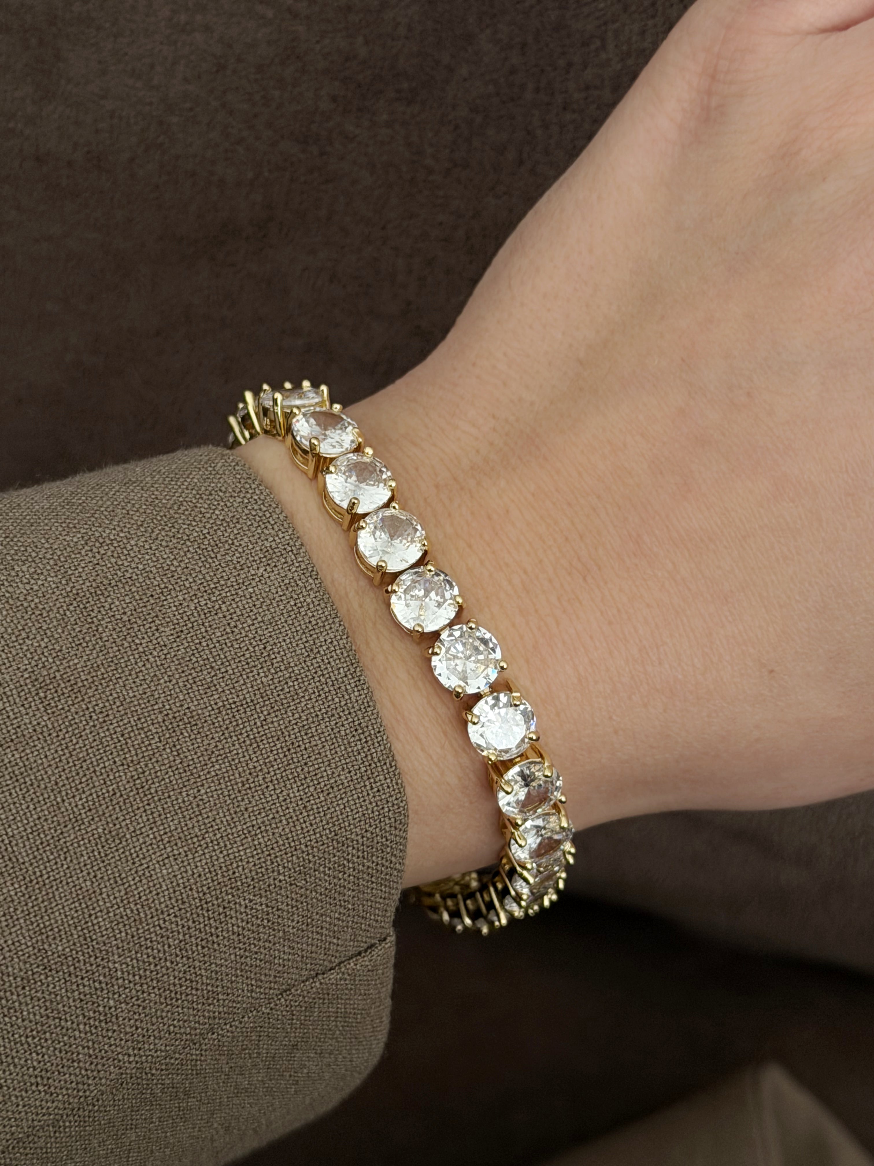 Gold Large Round Cut Cz Tennis Bracelet wholesale jewelry BRACELETS  Catwalk Jewellery Europe