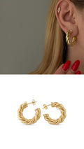 Gold Smooth Twisted Rope C Hoop Stud Earrings wholesale jewelry VIP 14K EARRINGS  Catwalk Jewellery Europe