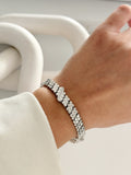 Silver Textured Double Row Disc Link Bracelet wholesale jewelry BRACELETS  Catwalk Jewellery Europe
