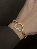 Gold Cz Pave Open Heart Motif Chunky Link Bracelet wholesale jewelry BRACELETS  Catwalk Jewellery Europe