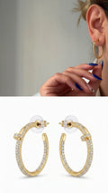 Gold Cz Pave Nail Motif C Hoop Edgy Statement Earrings wholesale jewelry VIP 14K EARRINGS  Catwalk Jewellery Europe