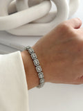Silver Cz Pave Baguette Cushion Halo Link Bracelet wholesale jewelry BRACELETS  Catwalk Jewellery Europe
