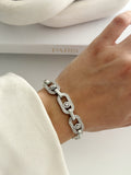 Silver Cz Pave Studded Chunky Oval Link Bracelet wholesale jewelry BRACELETS  Catwalk Jewellery Europe