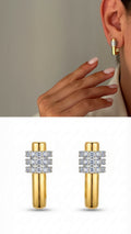Two Tone Cz Pave Triple Band T Bar Stud Earrings wholesale jewelry VIP 14K EARRINGS  Catwalk Jewellery Europe