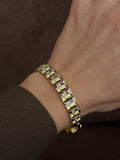 Gold Black Enamel Cz Accent Watch Band Link Bracelet wholesale jewelry BRACELETS  Catwalk Jewellery Europe