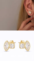 Silver Emerald Cut Cz Bezel Stud Earrings wholesale jewelry VIP 14K EARRINGS  Catwalk Jewellery Europe