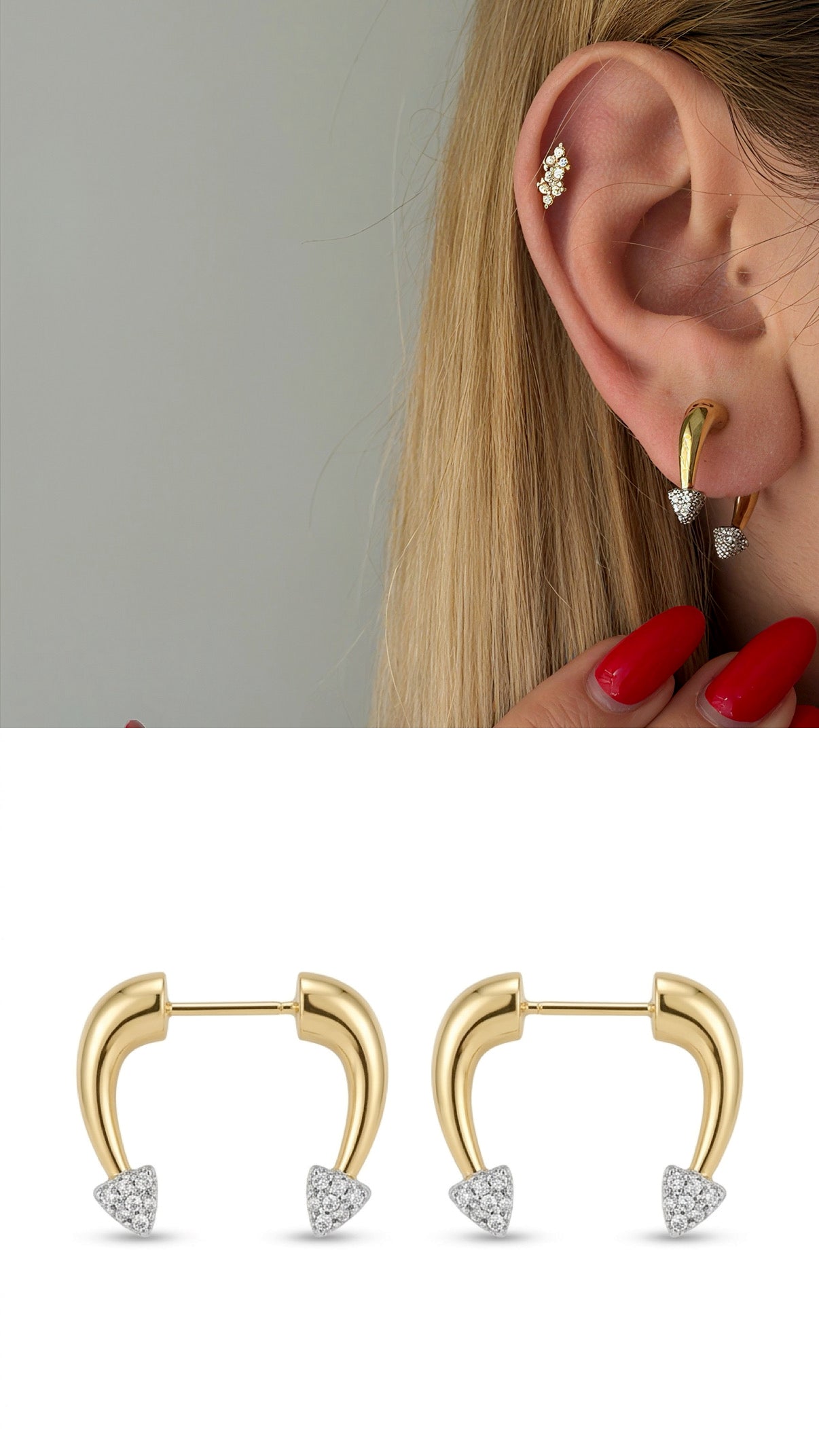 Two Tone Smooth Chunky Tube C Hoop Earrings wholesale jewelry VIP 14K EARRINGS  Catwalk Jewellery Europe