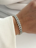 Silver Cz Pave Overlapping Leaf Motif Link Bracelet wholesale jewelry BRACELETS  Catwalk Jewellery Europe