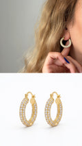 Gold Chunky Power Dressing Hoops Cz Pave Curated Maximalism Statement Earrings wholesale jewelry VIP 14K EARRINGS  Catwalk Jewellery Europe