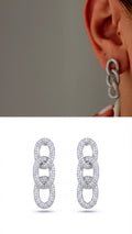 Silver Cz Pave Oval Link Mariner Chain Dangle Statement Earrings wholesale jewelry VIP 14K EARRINGS  Catwalk Jewellery Europe